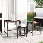 vidaXL Tables gigognes de jardin 3 Pièces marron résine tressée