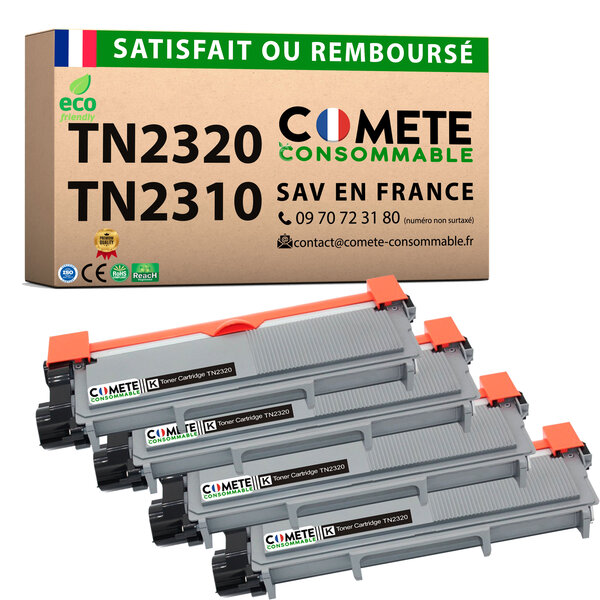 TN2320 - Pack de 4 Toners Compatibles avec Brother  TN2320 Noir - Entreprise française