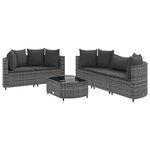 vidaXL Salon de jardin 6 Pièces avec coussins gris résine tressée