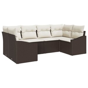 vidaXL Ensemble de canapé de jardin 6 Pièces Marron et Crème polyrotin
