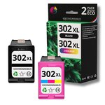 123CONSOMMABLES - 302XL - Pack de 2 cartouches d'encre Compatible avec HP 302 XL (Noir et Couleur)  sans Niveau  Grande Capacité  pour DeskJet 3639 3630 3632  Envy 4520 4525 4527  OfficeJet 3831 3833 3830