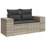 vidaXL Salon de jardin 11 Pièces avec coussins gris clair résine tressée