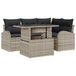 vidaXL Set de canapé de jardin 5 pièces avec coussins gris clair poly rotin