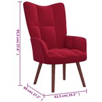 vidaXL Chaise de relaxation avec repose-pied Rouge bordeaux Velours