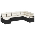 Ensemble de canapé de jardin 8 pièces avec coussins noir poly rotin
