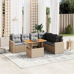 vidaXL Salon de jardin avec coussins 7 Pièces beige résine tressée