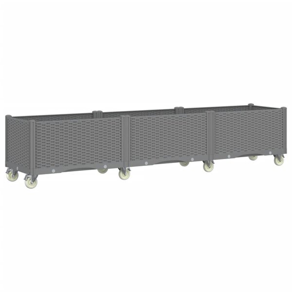 vidaXL Jardinière à roulettes gris clair 240x50x54 cm PP