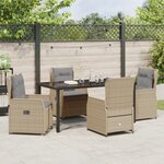 Ensemble salle à manger jardin 5 pièces Beige Rattan Synthétique