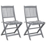 vidaXL Chaises pliables d'extérieur 2 Pièces avec coussins Bois d'acacia