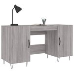 Bureau table poste de travail meuble d'ordinateur informatique étude sonoma 140 x 50 x 75 cm bois d'ingénierie gris 02_0023952