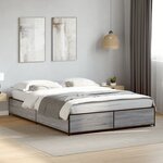 vidaXL Cadre de lit sonoma gris 120x190 cm bois d'ingénierie et métal