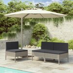 vidaXL Chaises de jardin 3 Pièces avec coussins Résine tressée Gris