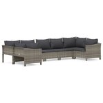 vidaXL Salon de jardin 7 Pièces avec coussins Gris Résine tressée
