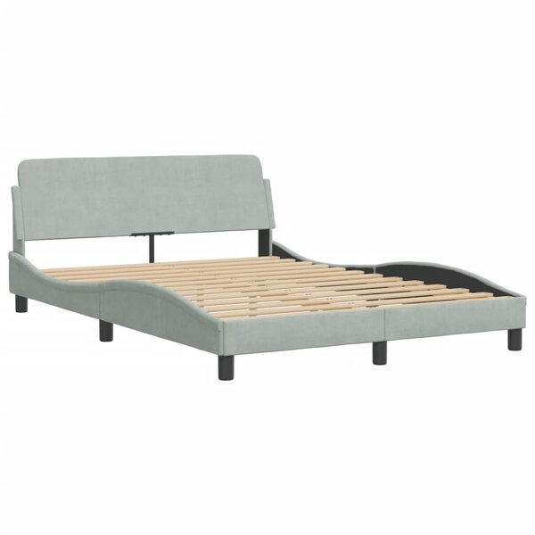 vidaXL Cadre de lit avec tête de lit Gris clair 140x190 cm Velours