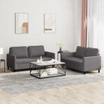 vidaXL Ensemble de canapés 2 Pièces avec coussins Gris Similicuir