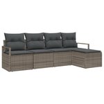 Set de canapé de jardin vidaXL 5 pièces avec coussins gris en rattan poly