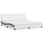 vidaXL Lit avec matelas blanc et noir 200x200 cm similicuir