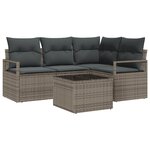 Ensemble de canapé de jardin de 4 pièces avec coussins en poly rotin noir