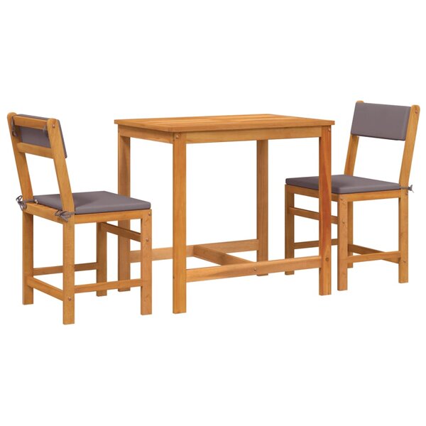 vidaXL Ensemble de balcon avec coussins 3 Pièces bois massif d'acacia
