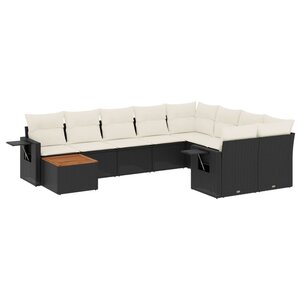 vidaXL Salon de jardin 10 Pièces avec coussins noir résine tressée