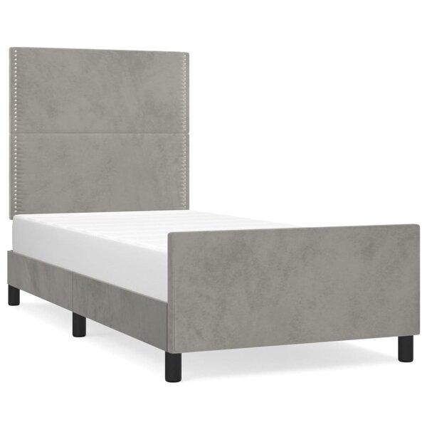 vidaXL Cadre de lit avec tête de lit Gris clair 100x200 cm Velours