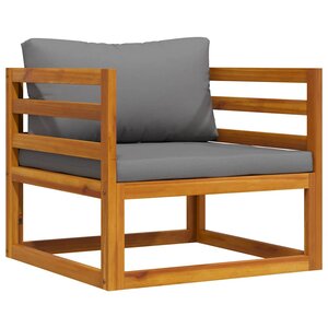vidaXL Chaise de jardin avec coussins gris foncé Bois d'acacia massif