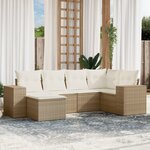 vidaXL Salon de jardin avec coussins 6 Pièces beige résine tressée