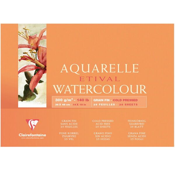 Bloc Etival grain fin 36x48 25F 300g encollé 4 côtés CLAIREFONTAINE