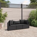 vidaXL Salon de jardin 3 Pièces avec coussins noir résine tressée