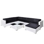 vidaXL Salon de jardin 8 Pièces avec coussins Résine tressée Blanc