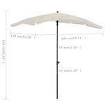 vidaXL Parasol de jardin avec mât 200x130 cm sable
