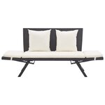 vidaXL Banc de jardin avec coussins 176 cm Noir Résine tressée