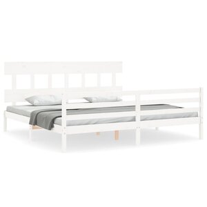 vidaXL Cadre de lit avec tête de lit blanc 200x200 cm bois massif