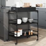 vidaXL Chariot de cuisine noir 81 5x41x92 5 cm bois d'ingénierie