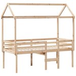 vidaXL Lit haut avec toit 75x190 cm bois de pin massif