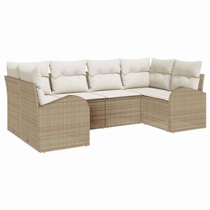 vidaXL Ensemble de canapé de jardin 6 Pièces Beige Poly Rattan