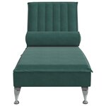 vidaXL Chaise longue de massage avec traversin vert foncé velours