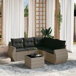 vidaXL Salon de jardin 6 Pièces avec coussins gris résine tressée