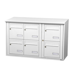 Bloc collectif Leabox 3x2 grade 3 simple face extérieur fixation murale blanc neige ral 9016 finition brillante