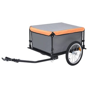 vidaXL Remorque de vélo gris et orange 65 kg