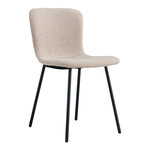2 chaises de salle à manger en bouclette beige avec pieds noirs