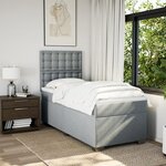 vidaXL Sommier à lattes de lit et matelas Gris clair 90x190 cm Tissu