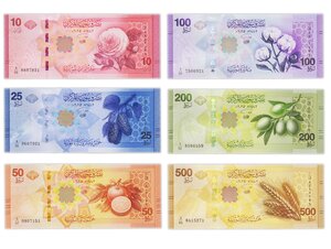 Billet de Collection Lot 6 Billets - 2025 – Syrie – Neuf / Unc – 10 25 50 100 200 500 Pounds – Serie