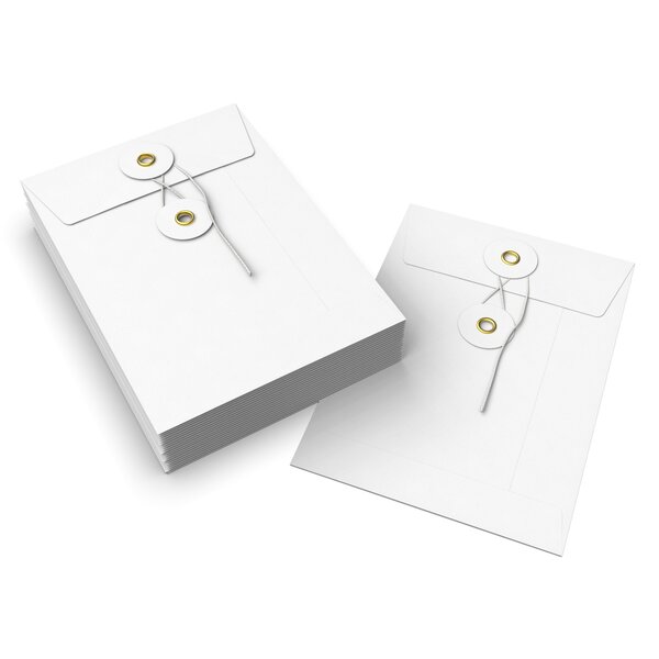 Lot de 20 enveloppes à rondelle et ficelle blanche 162x114