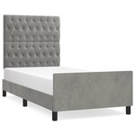 vidaXL Cadre de lit avec tête de lit Gris clair 90x200 cm Velours