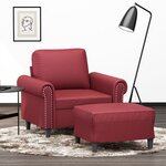 vidaXL Fauteuil avec repose-pied Rouge bordeaux 60 cm Similicuir