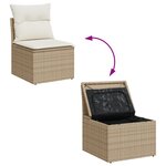Ensemble de canapé de jardin 9 pièces avec coussins beige poly rotin acacia