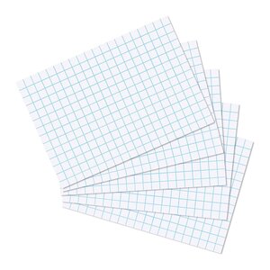 Pqt de 100 Fiches bristol 170g A5 148x210 mm Quadrillées 5x5 Blanc HERLITZ