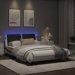 vidaXL Cadre de lit avec lumières LED blanc noir 140x200 cm similicuir