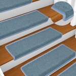 vidaXL Tapis d'escalier 15 Pièces 65x21x4 cm Bleu